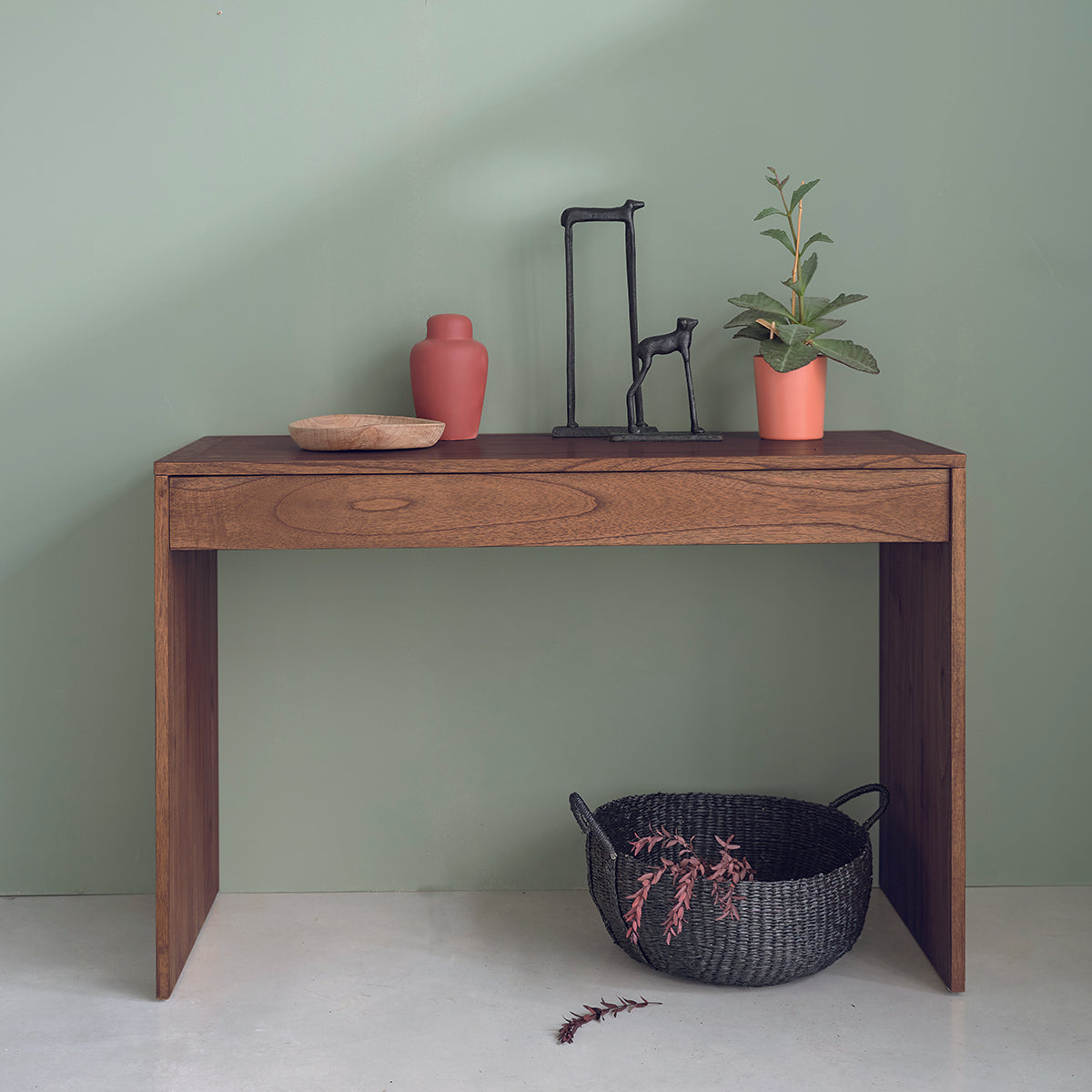 MILO - Console en mindi massif finition noyer 120 cm