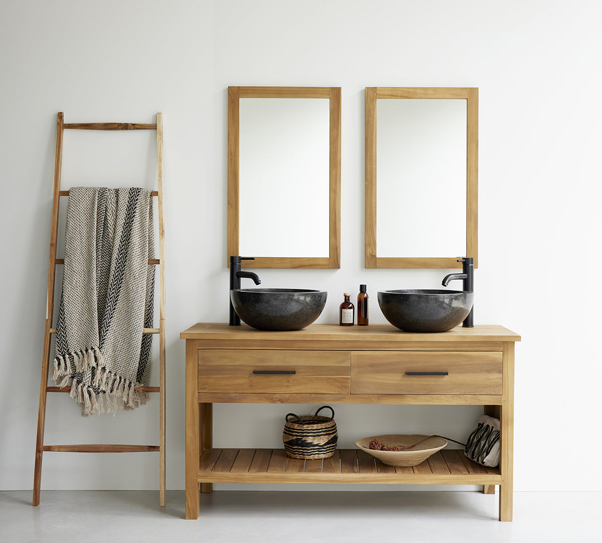 Miroir en teck massif rectangulaire 80x50 cm