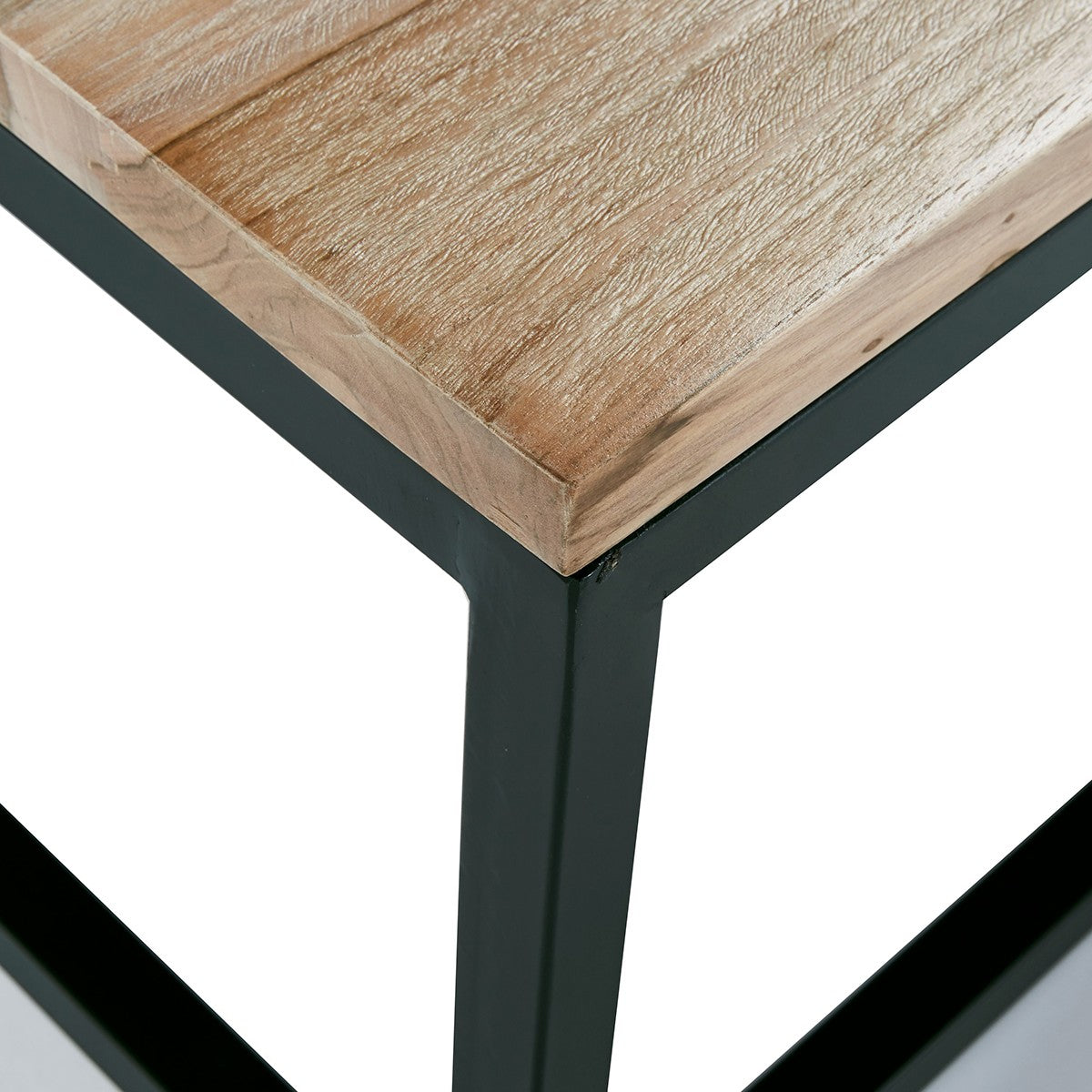 HUGO - Table basse en teck massif et métal 140 cm