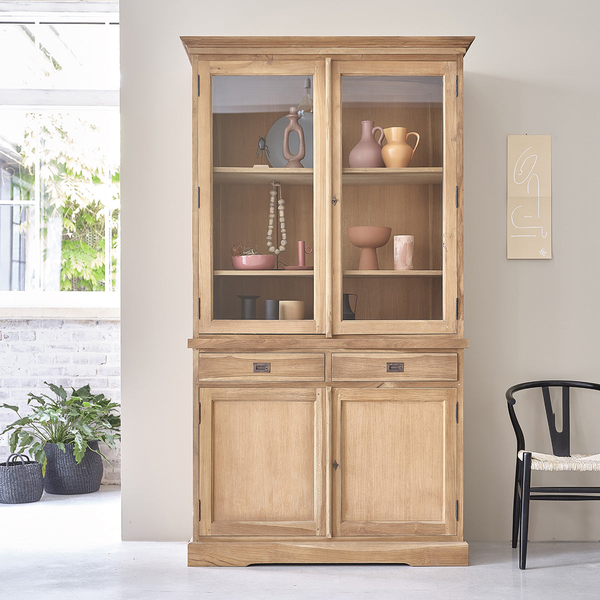 BOSTON - Vaisselier en teck massif 120 cm