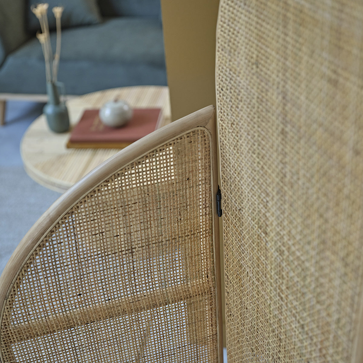 JANE - Paravent en rotin et cannage 4 panneaux