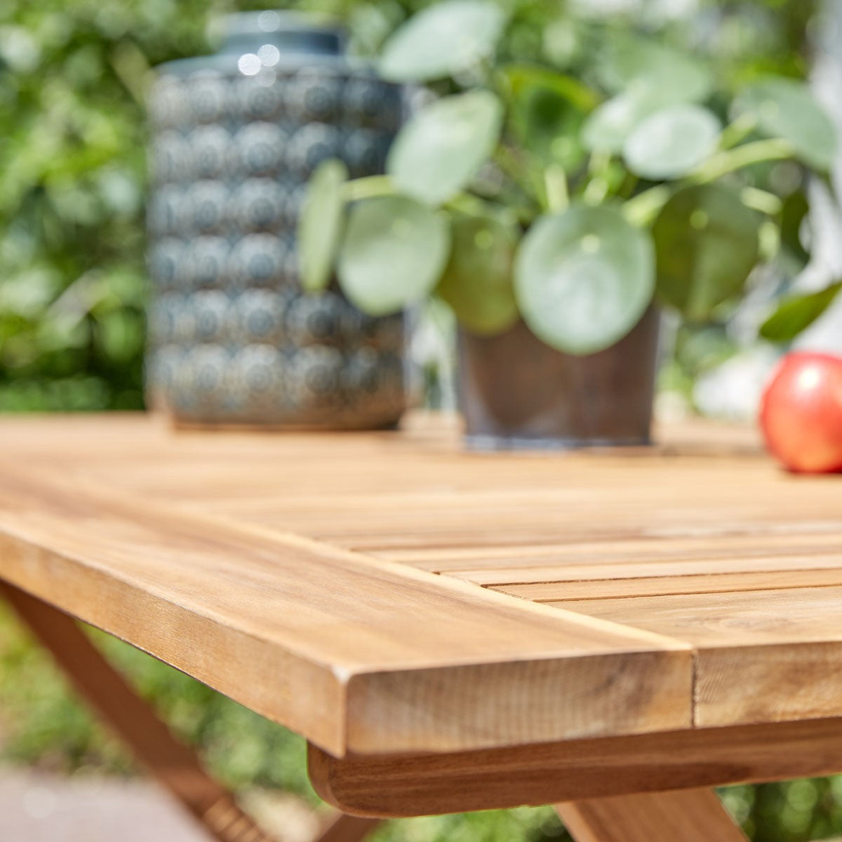 HANOÏ - Salon de jardin en acacia massif et textilène gris 4 pers.