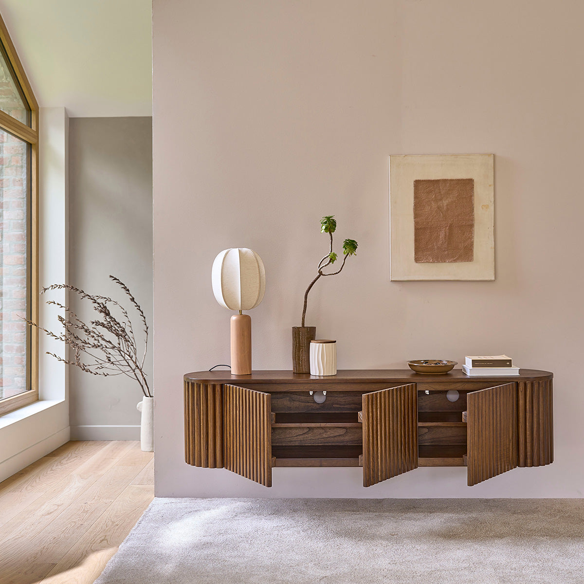 TRINIDAD - Meuble TV suspendu en mindi massif 170 cm