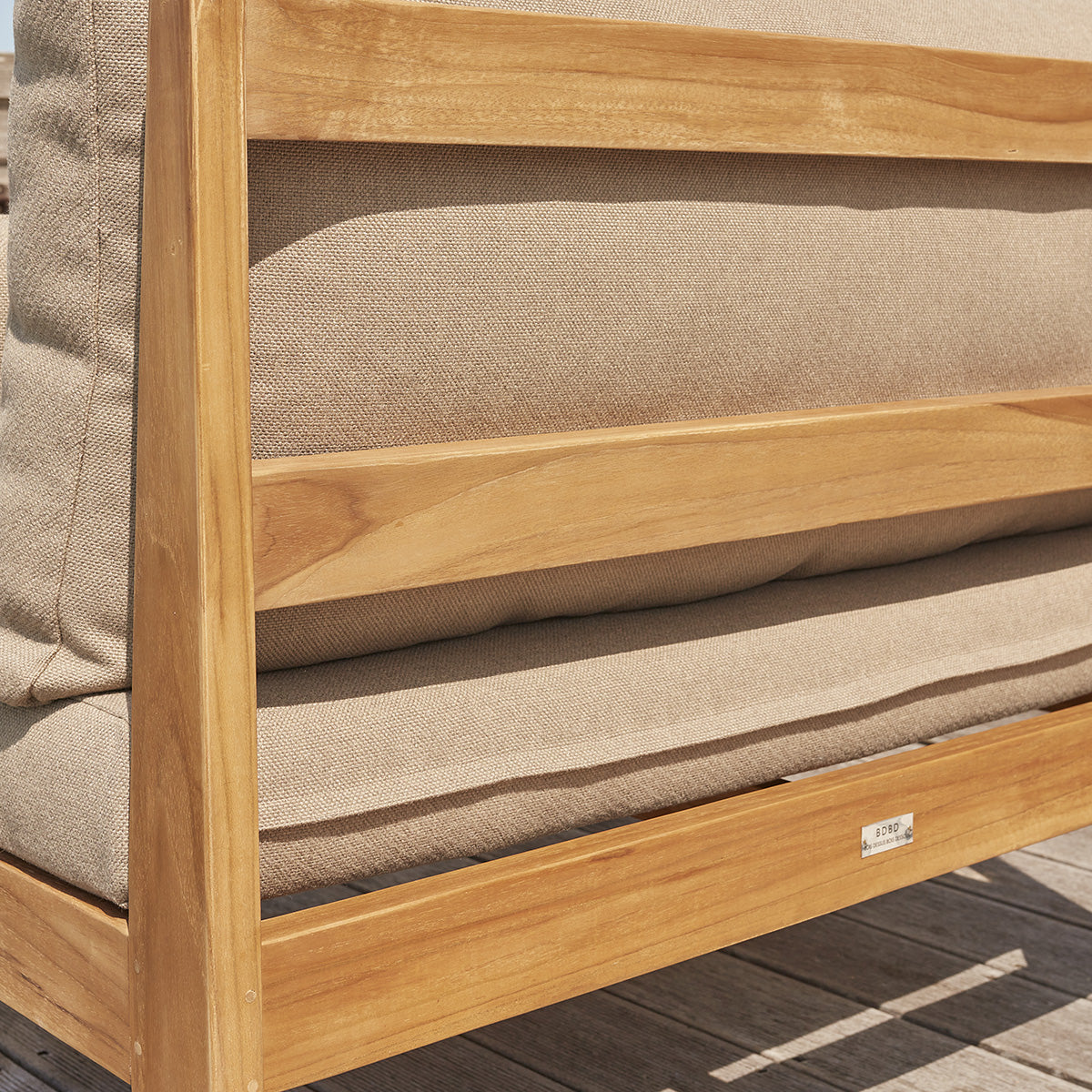 PALMA - Canapé de jardin en teck massif taupe