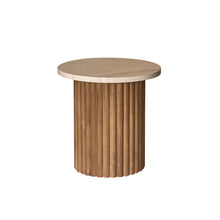 Table d'appoint en teck massif et marbre ronde