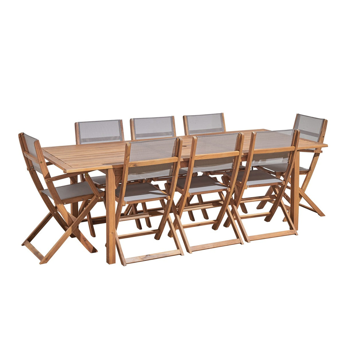 HANOÏ - Salon de jardin en acacia extensible 8/10 pers.