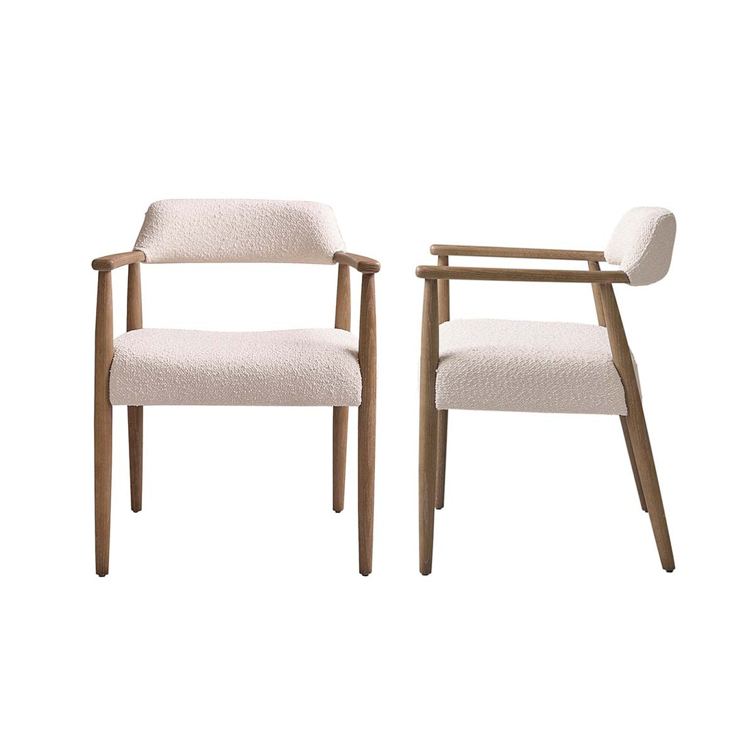 LUISA - Lot de 2 chaises en chêne massif et tissu bouclette