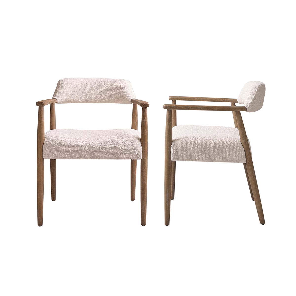 LUISA - Lot de 2 chaises en chêne massif et tissu bouclette