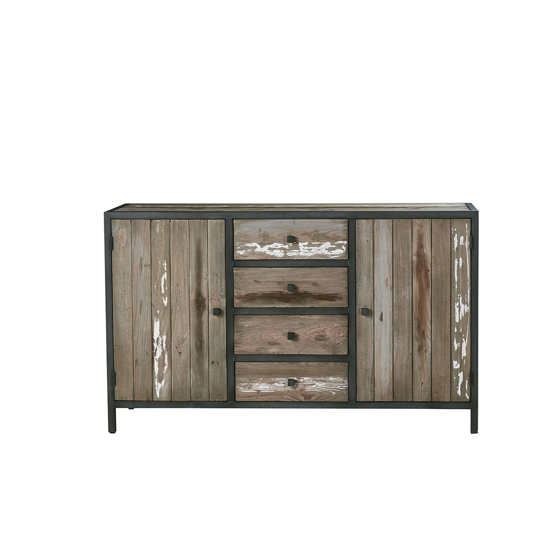 INDUS - Commode en bois recyclé massif et métal 150 cm