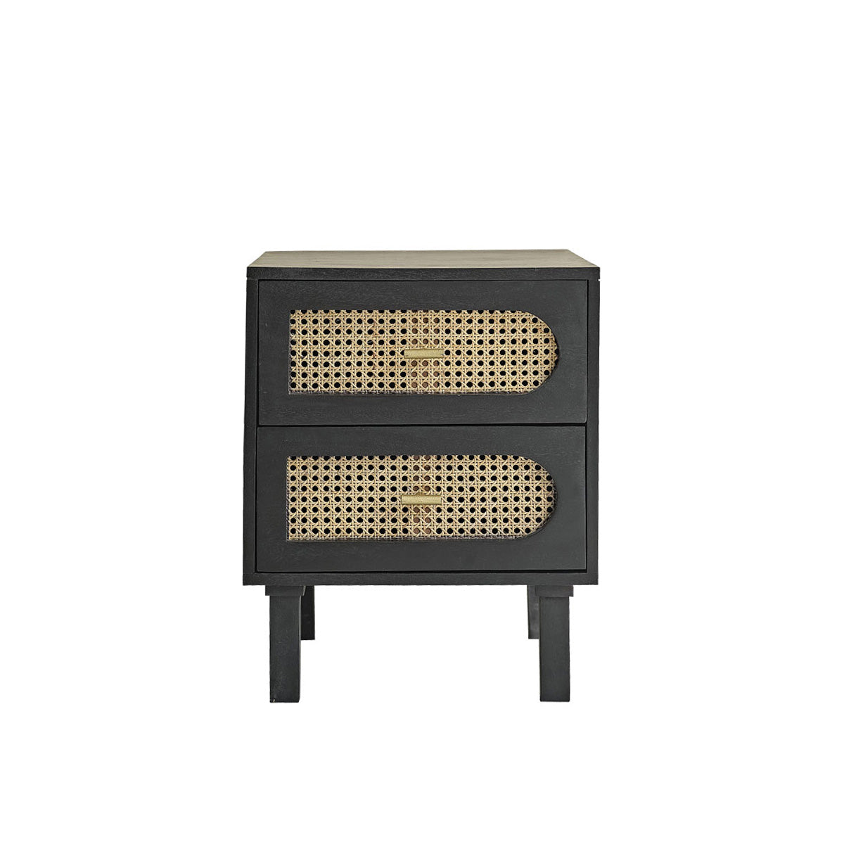 ZULMA - Table de chevet en manguier massif et cannage 45 cm