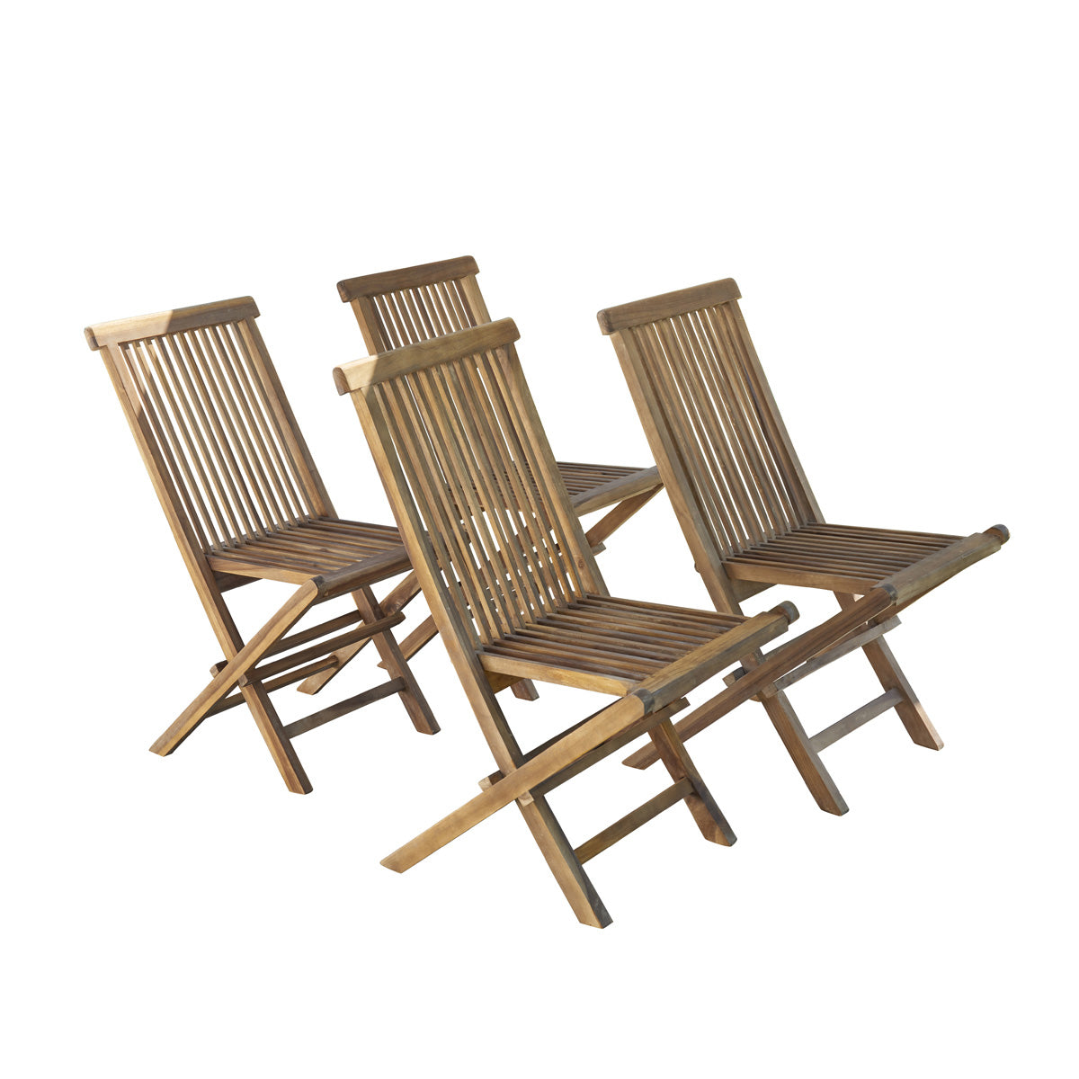 BALI - Chaise de jardin en teck huilé massif pliante (lot de 4)