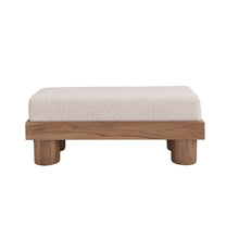 Banc en teck massif et tissu bouclette 100 cm