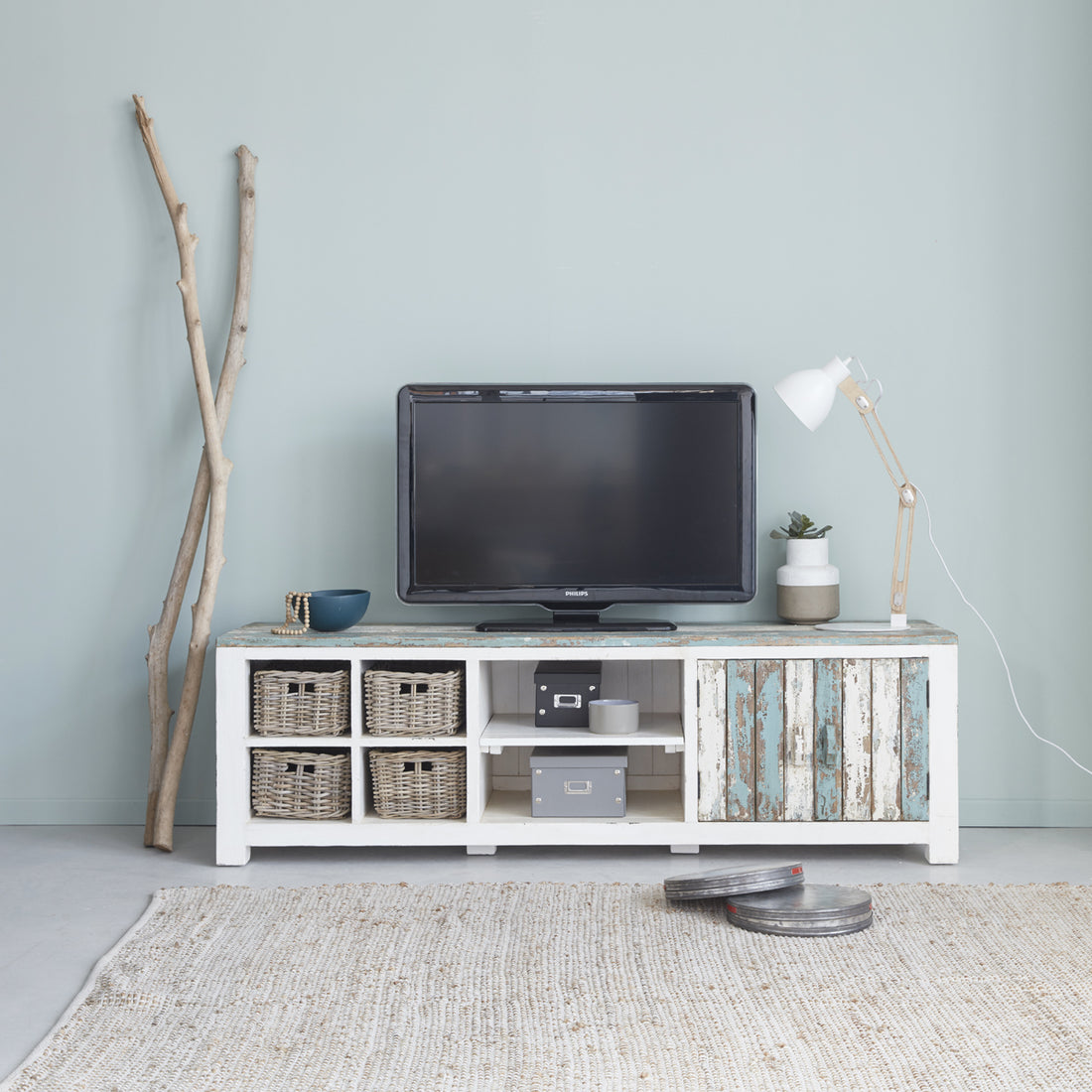 ATLANTIC - Meuble TV en bois recyclé massif 180 cm