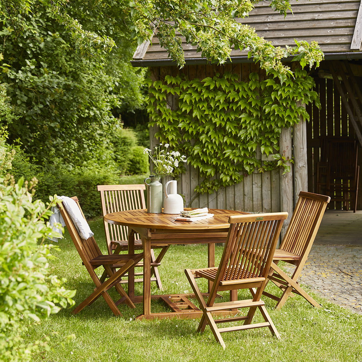 BALI - Table de jardin en teck huilé massif extensible ovale 6/8 pers.