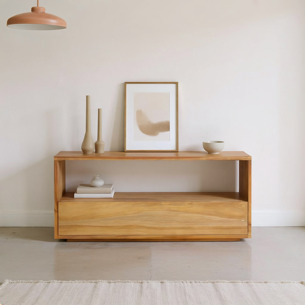 NIDO - Meuble TV en teck massif 90 cm