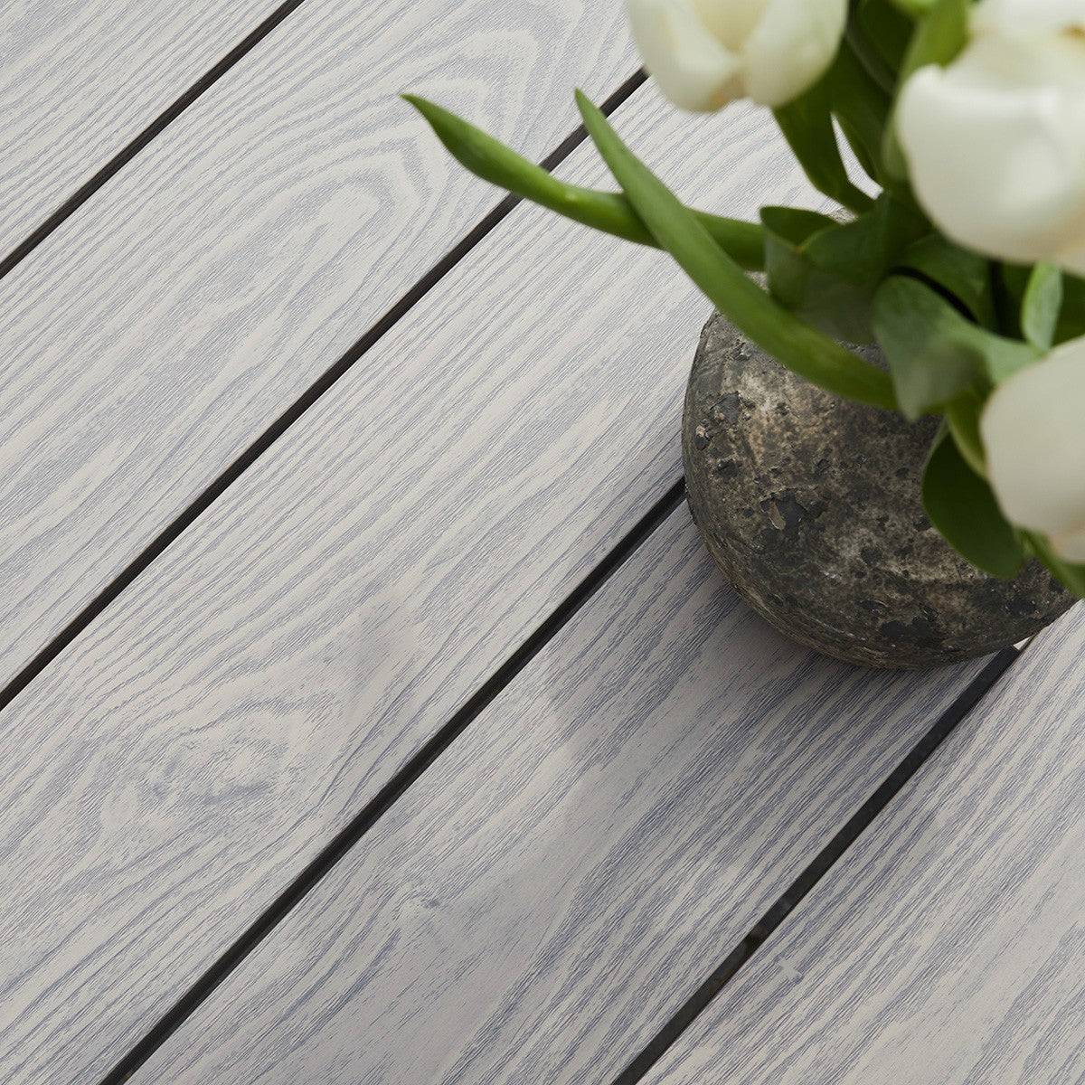 TAMPA - Salon de jardin aluminium blanc et textilène gris 8 pers.