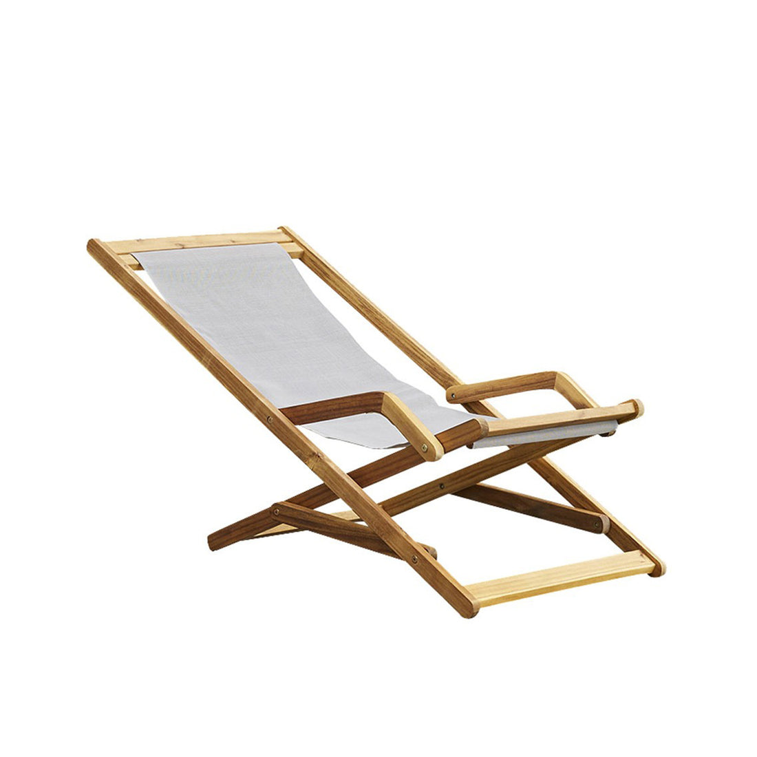 HANOÏ - Transat en acacia massif et textilène gris