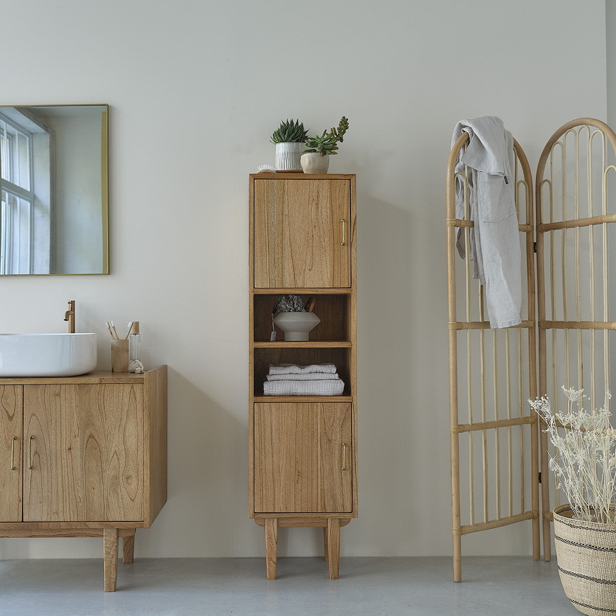 FIFTIES - Colonne de salle de bain en mindi massif 150 cm