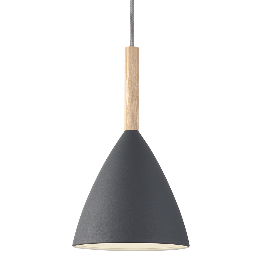 Suspension métal et bois Ø 20 cm gris