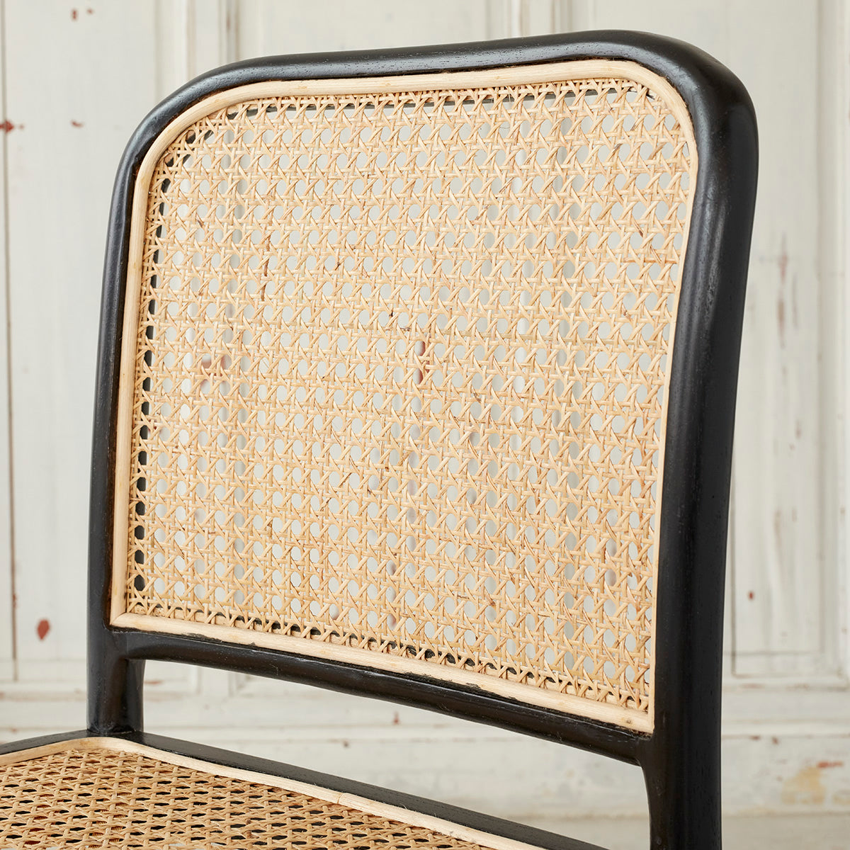 ARON - Chaise en acajou massif et cannage