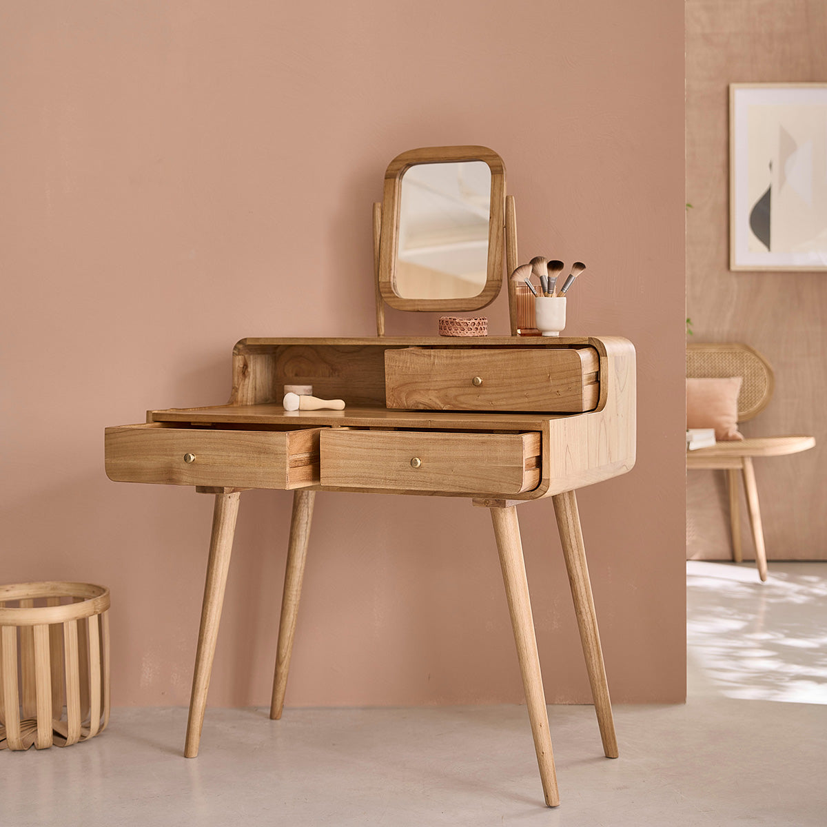 FIFTIES - Coiffeuse en mindi massif 90 cm