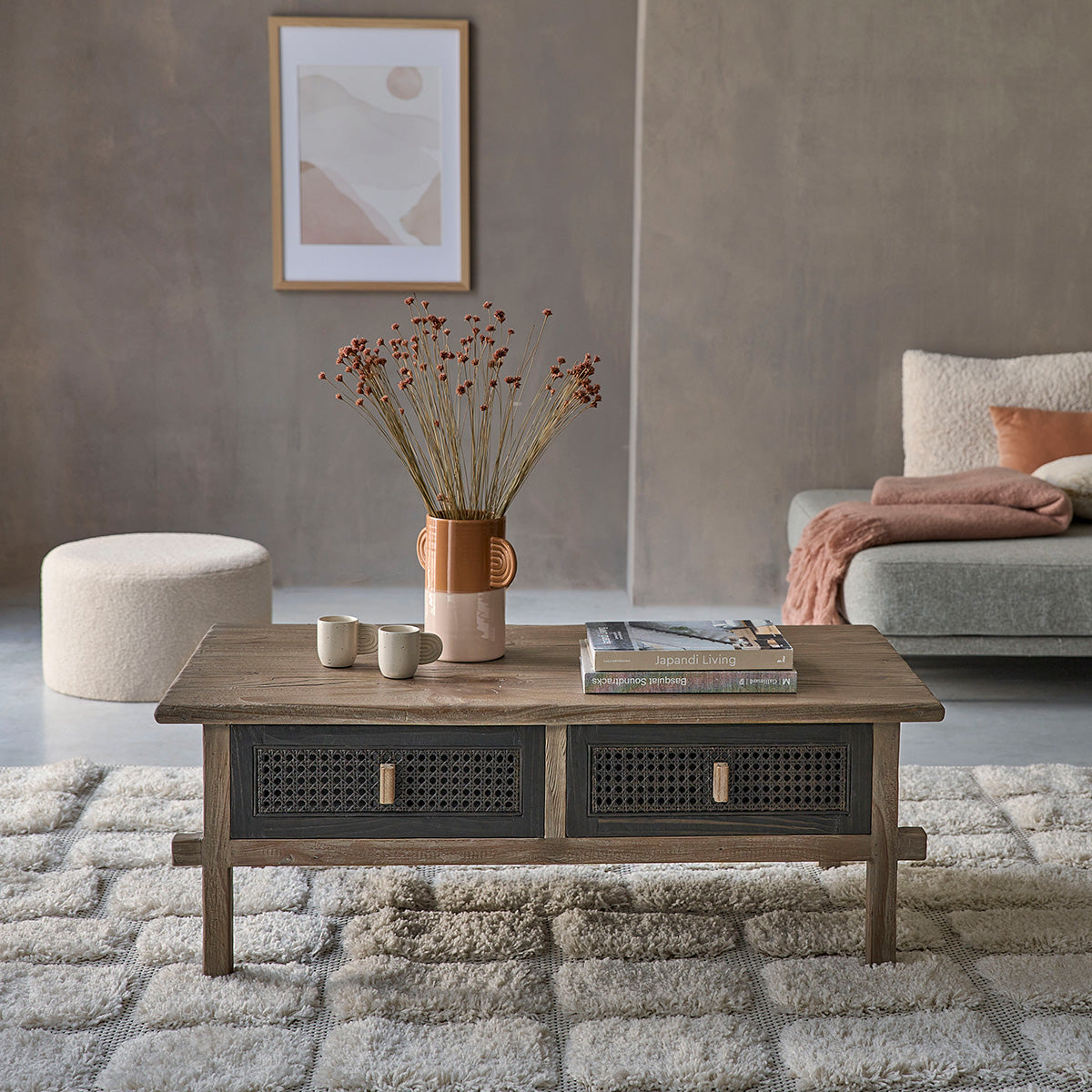 JUNKO - Table basse en bois recyclé massif 110 cm