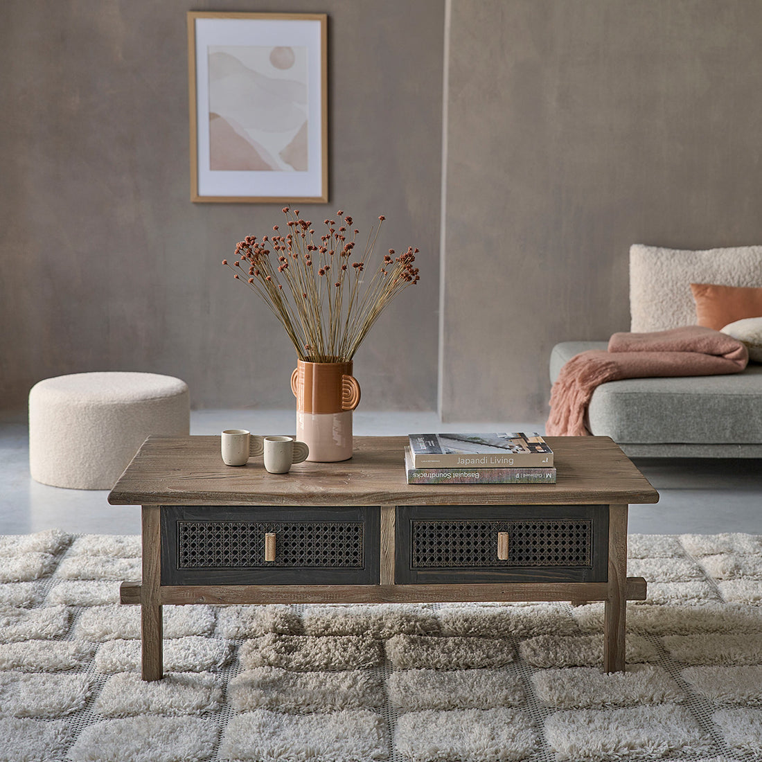 JUNKO - Table basse en bois recyclé massif 110 cm