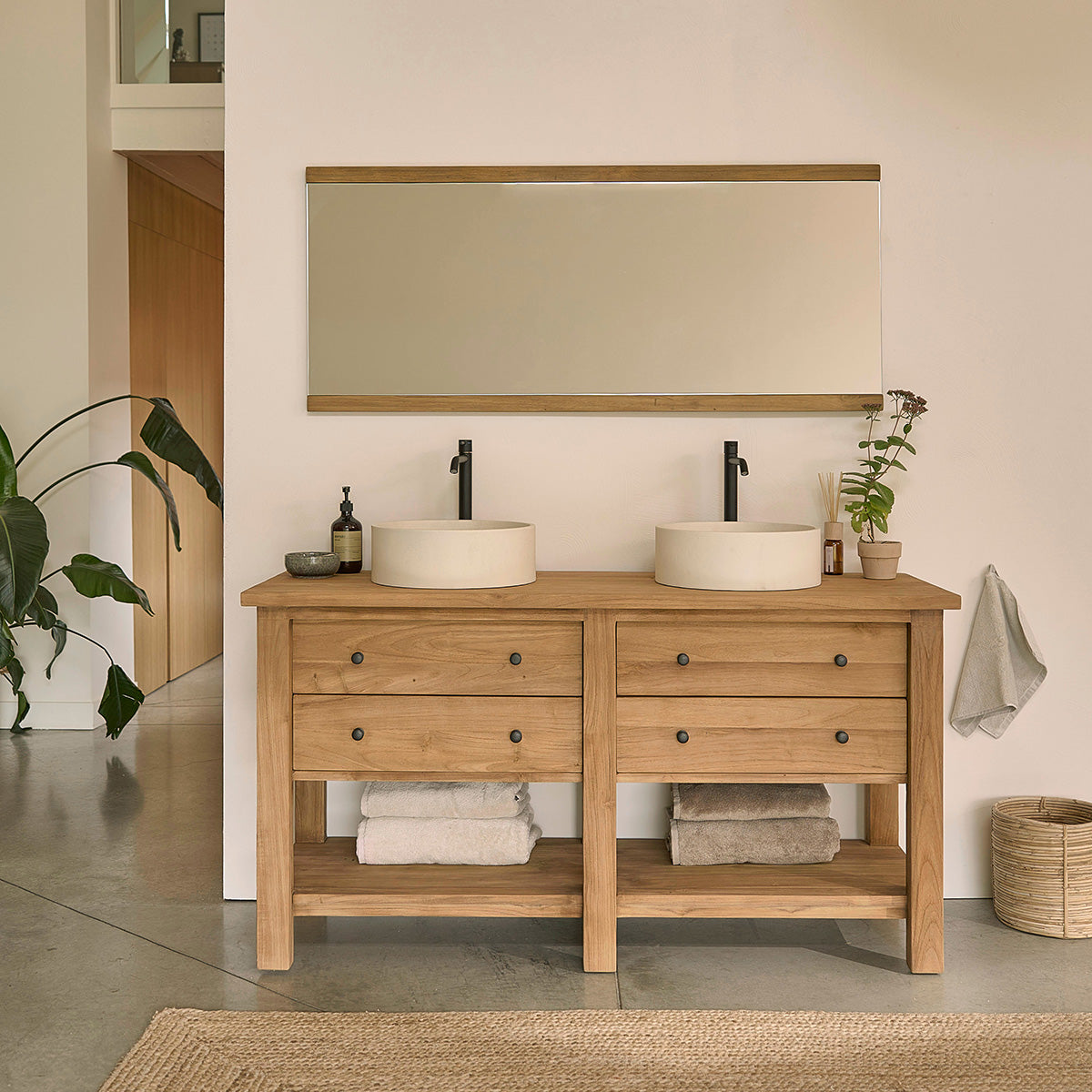 NAHELE - Miroir en teck massif recyclé 140x60 cm