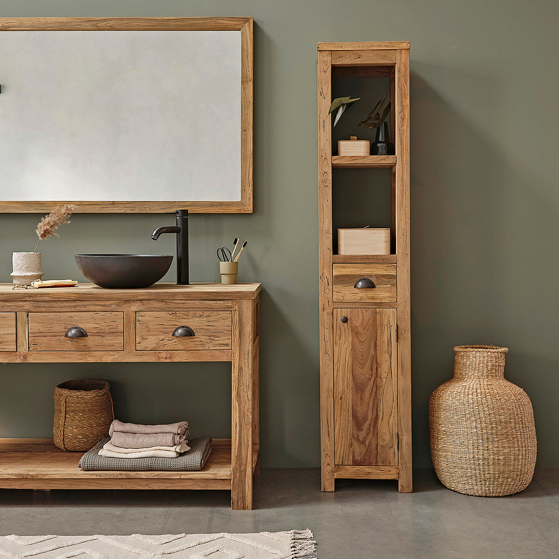 AUSTIN - Colonne en teck massif recyclé 170 cm