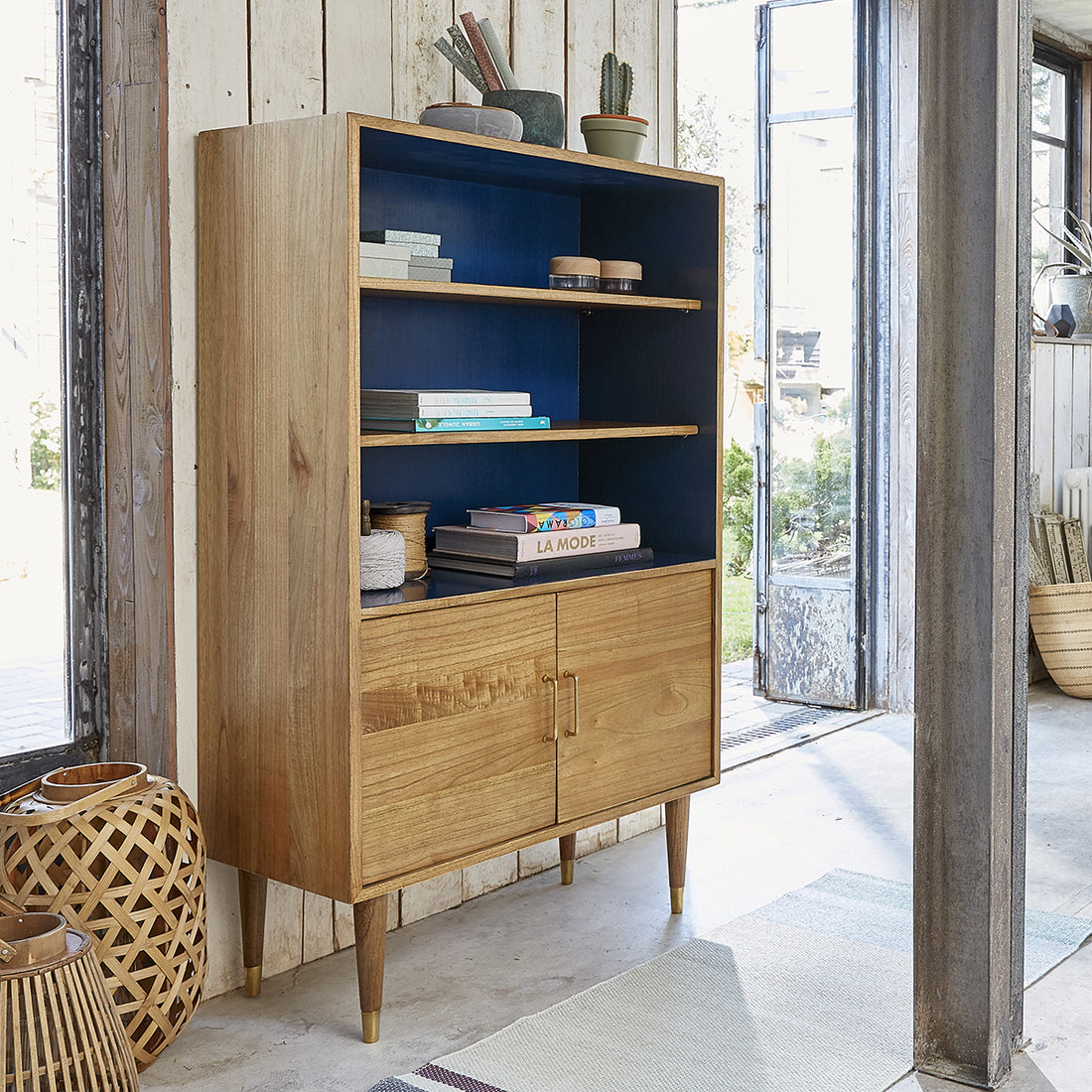 PIA - Bibliothèque haute en mindi massif, H 147 cm