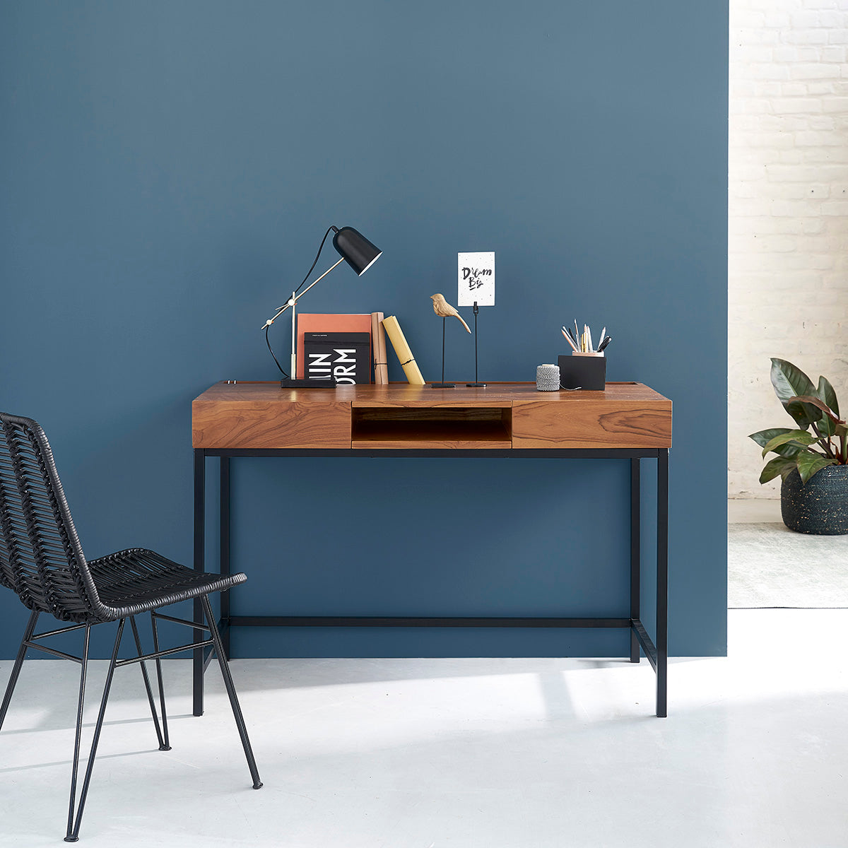 BOHEMA - Lot de 2 chaises en rotin et métal noires