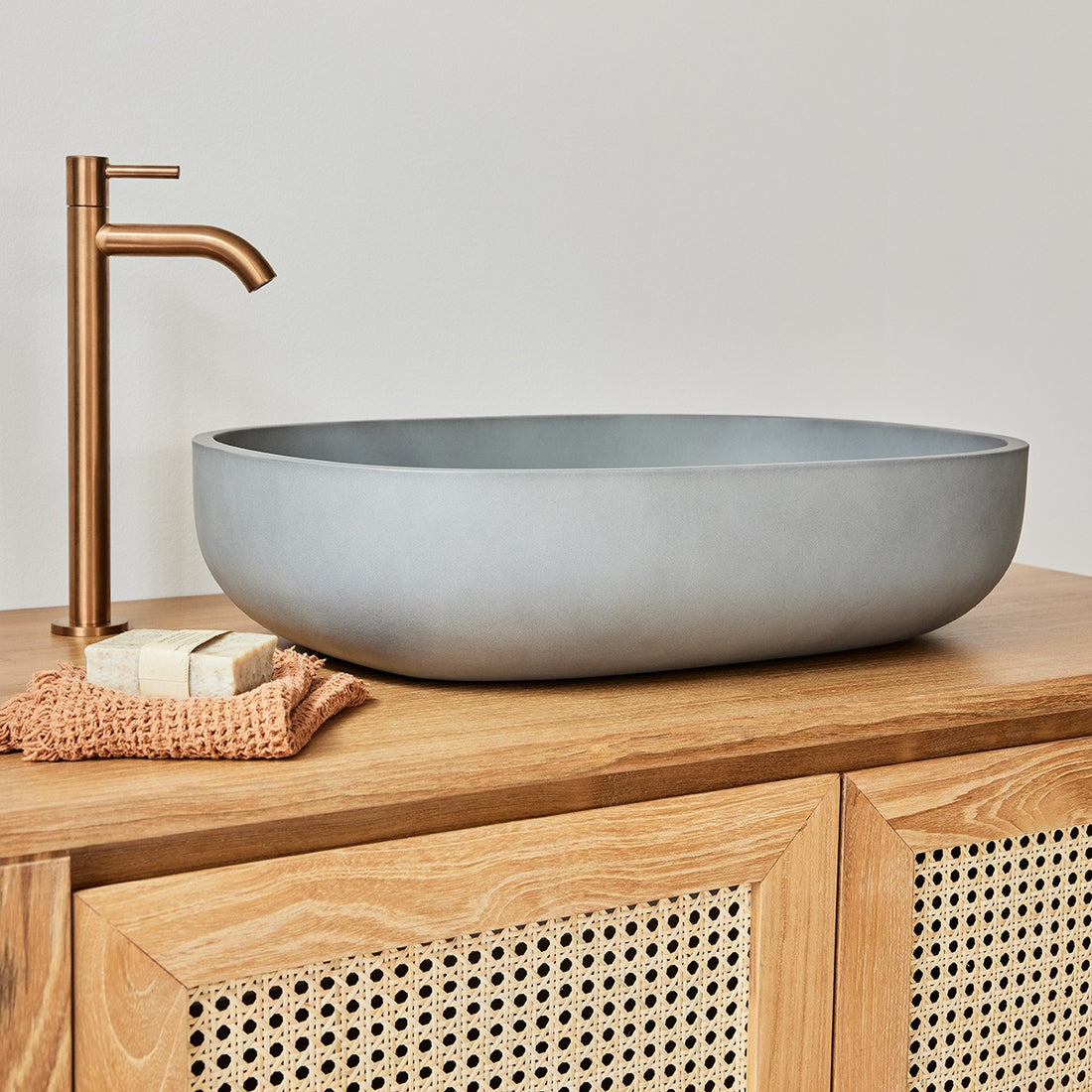 PURE - Vasque en béton gris ovale 50 cm