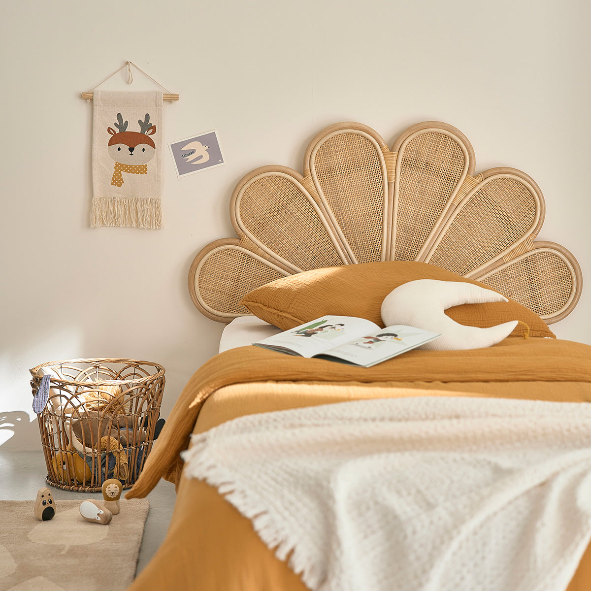 ROMY - Tête de lit en rotin et cannage 90 cm