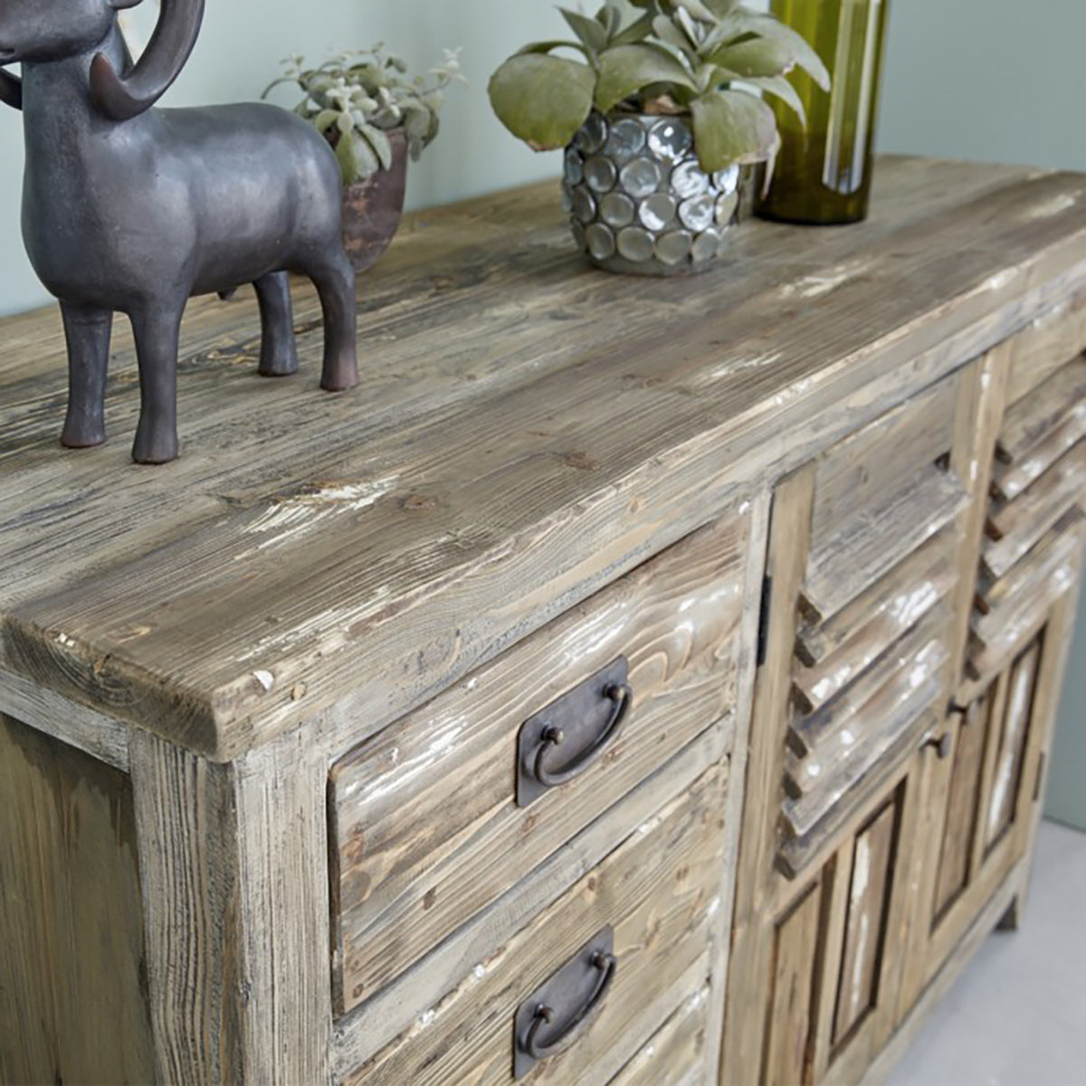 VICTOR - Buffet en bois recyclé massif FSC® mixte 140 cm
