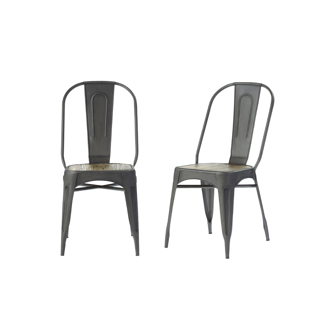 INDUS - Lot de 2 chaises en bois recyclé massif et métal