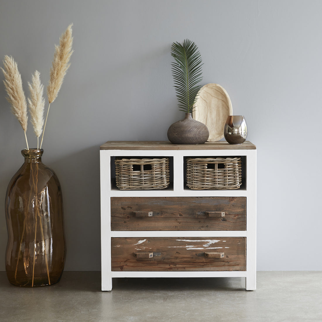 HONFLEUR - Commode en bois recyclé massif FSC® mixte 80 cm