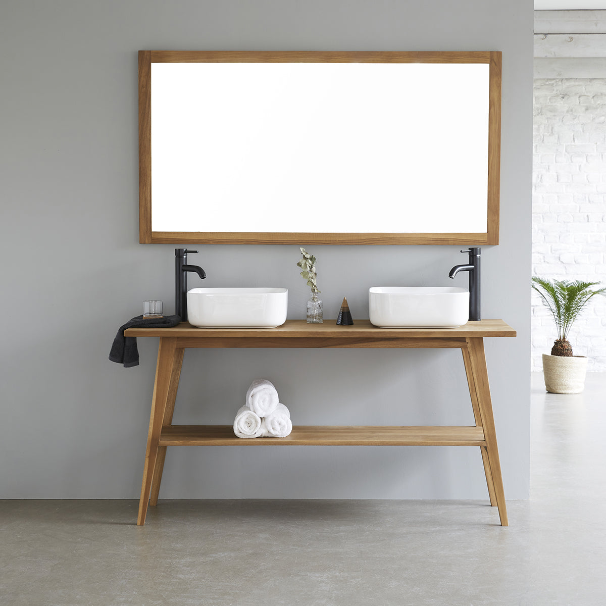 Miroir en teck massif rectangulaire 150x80 cm