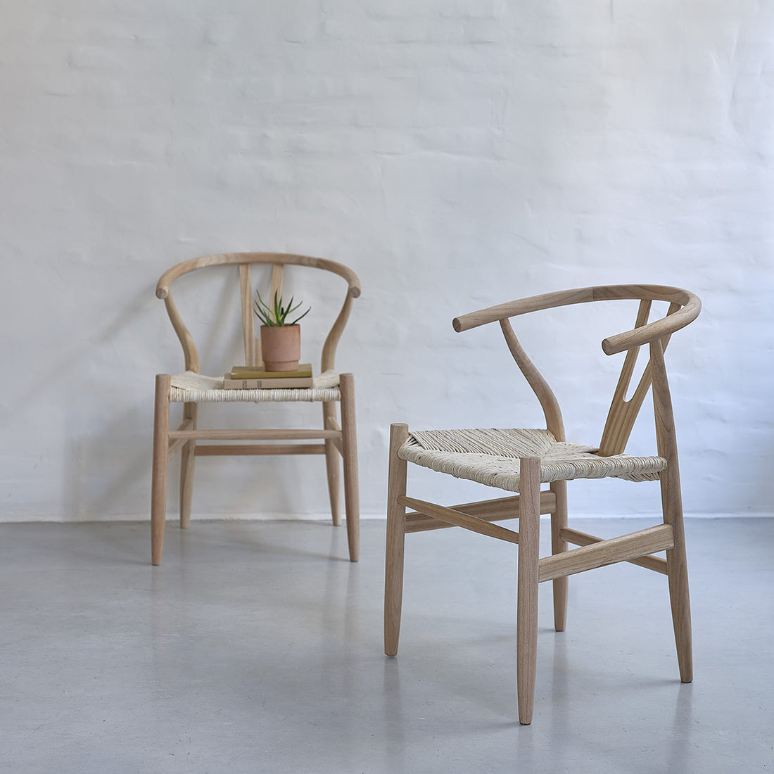 CAMILLE - Lot de 2 chaises en mindi massif et corde naturelle