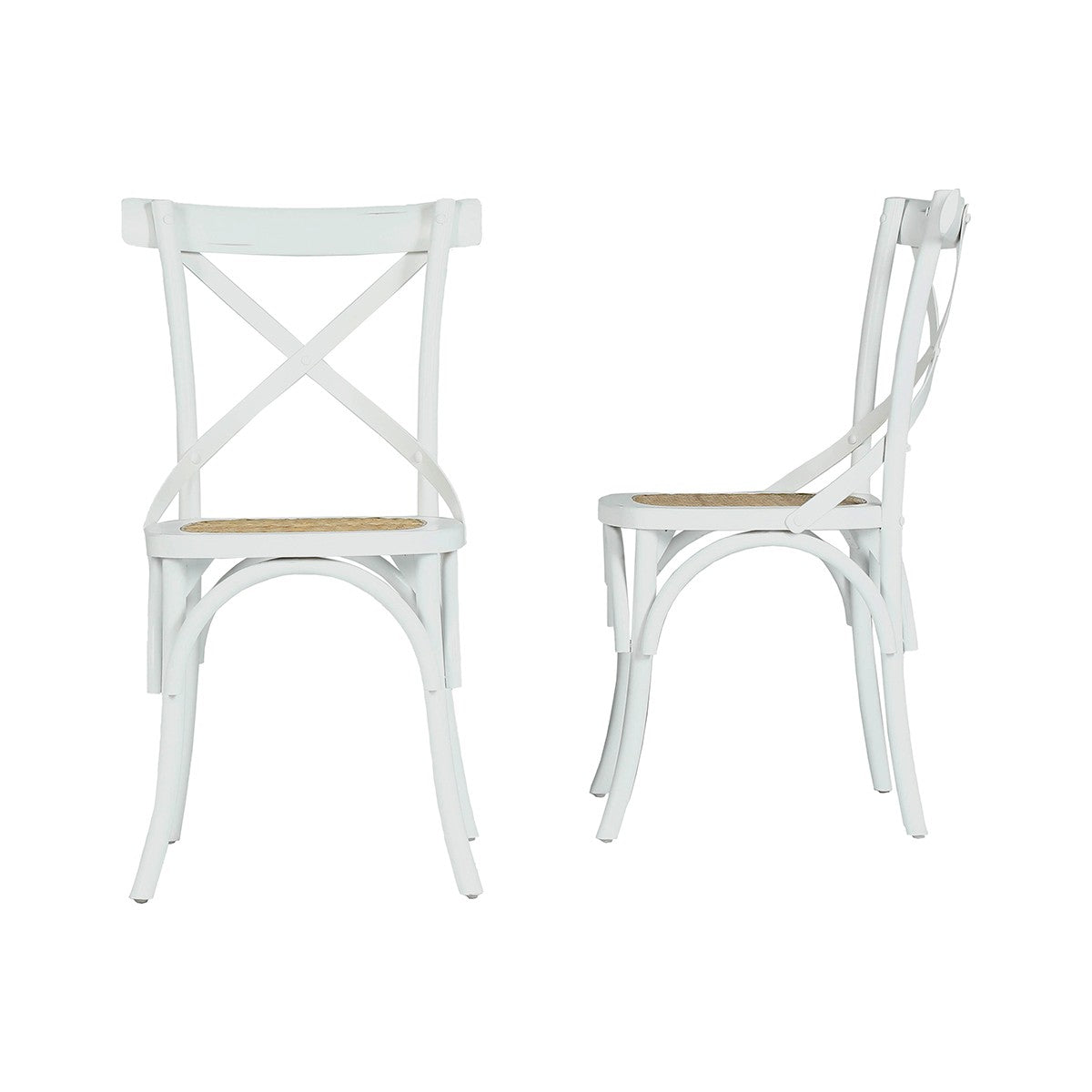 LONDRES - Lot de 2 chaises bistrot en acajou massif et rotin