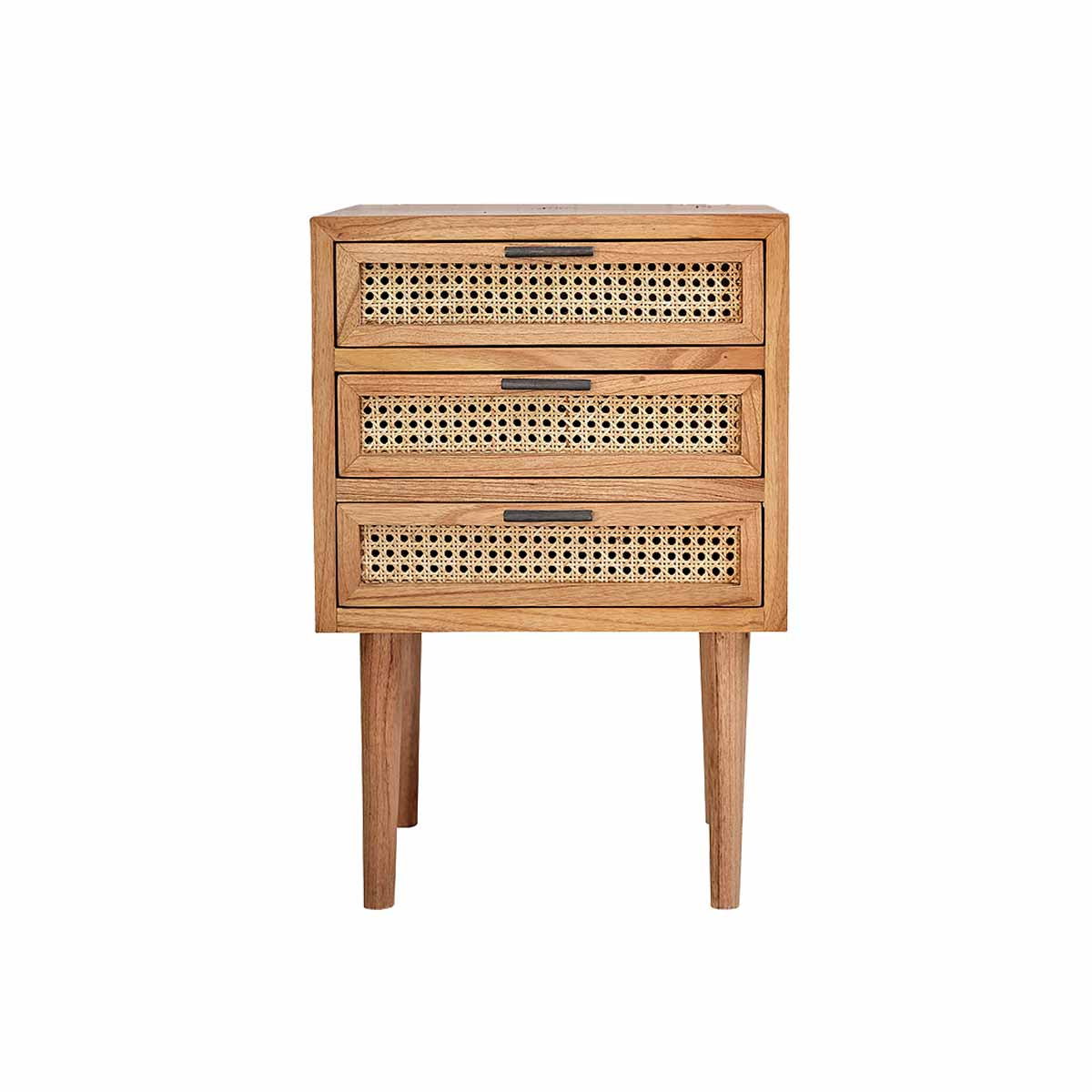 ALBA - Table de chevet en mindi massif et cannage 40 cm