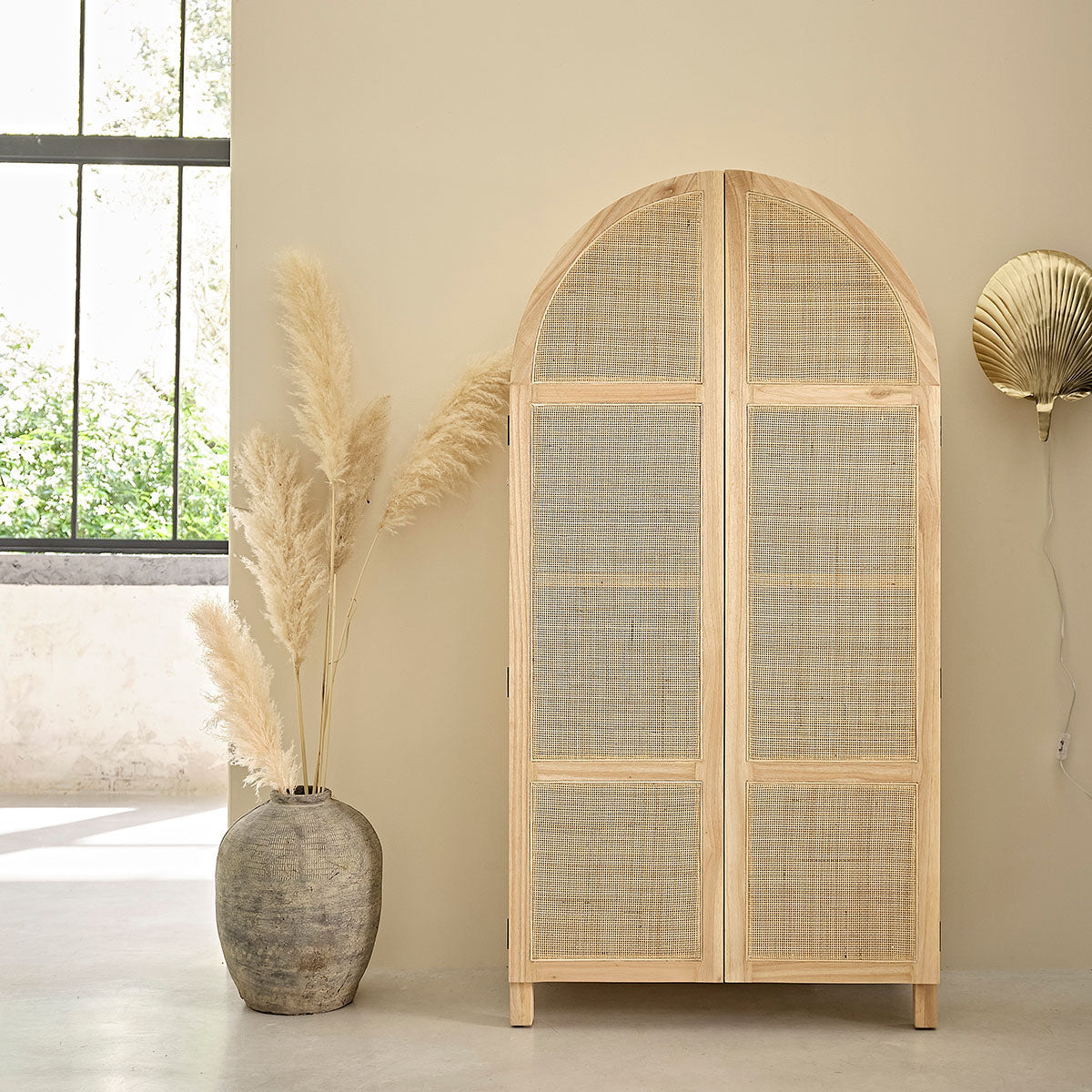 MAËL - Armoire en mindi massif et cannage 90 cm