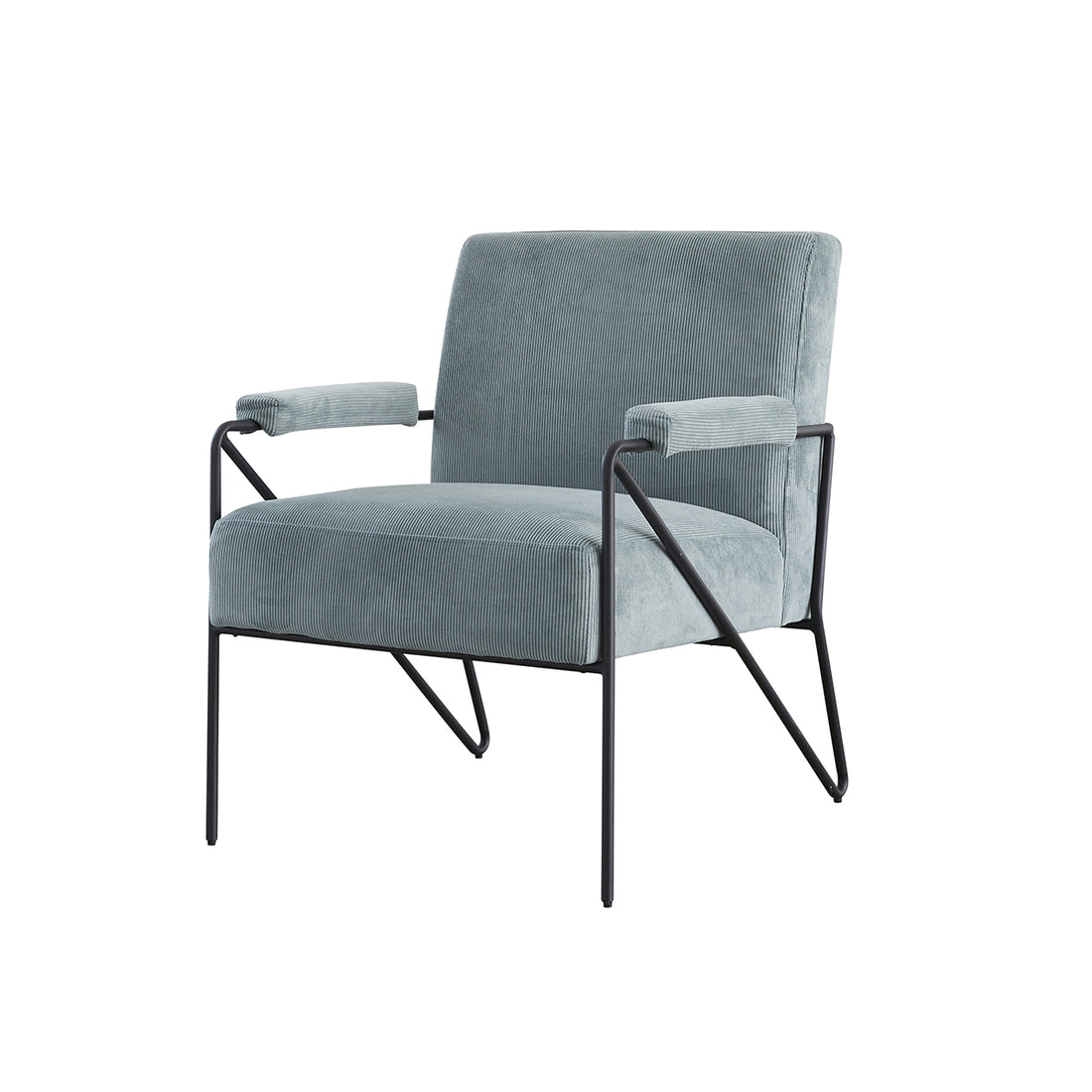 CHELSEA - Fauteuil velours côtelé bleu