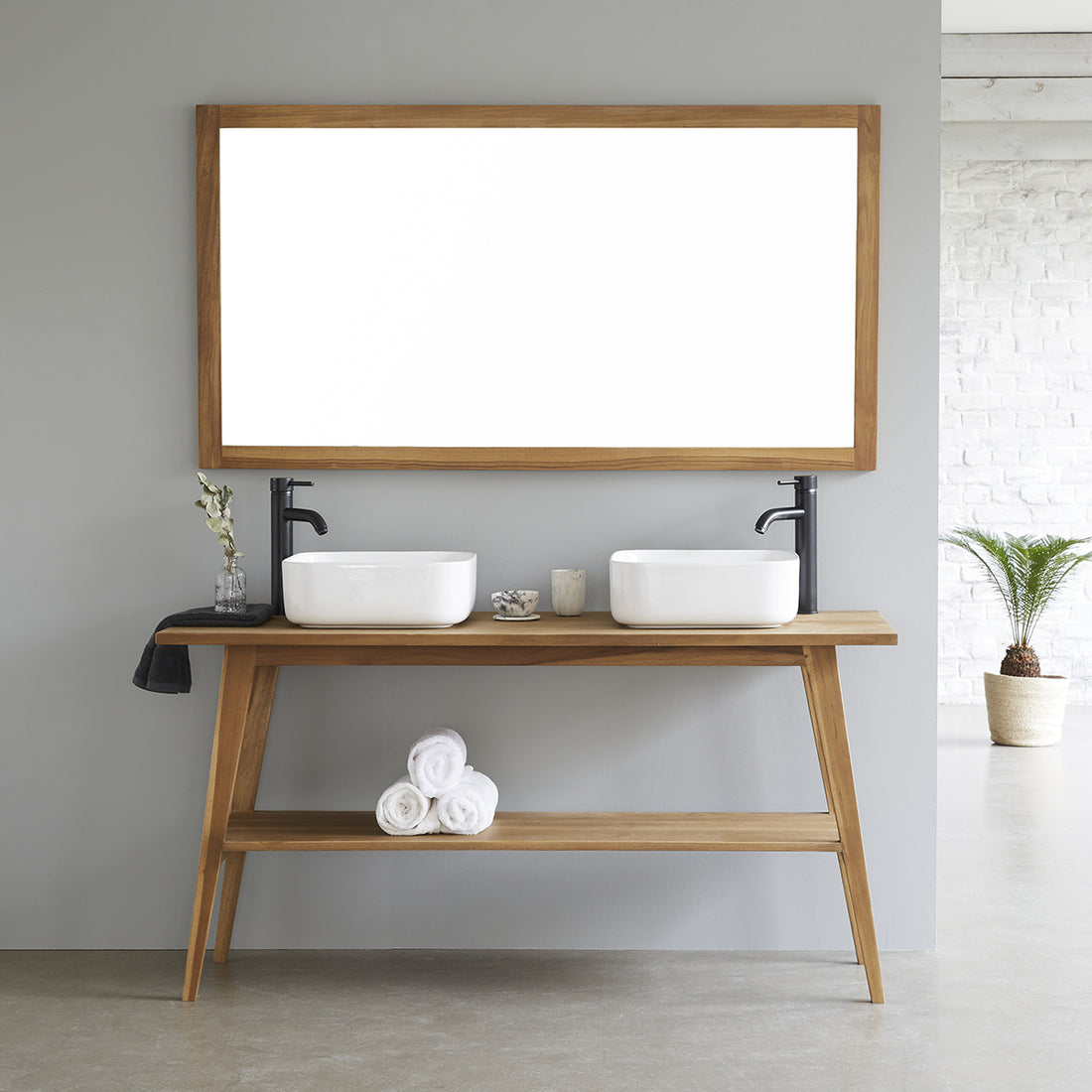 SARA - Meuble de salle de bain en teck massif 150 cm