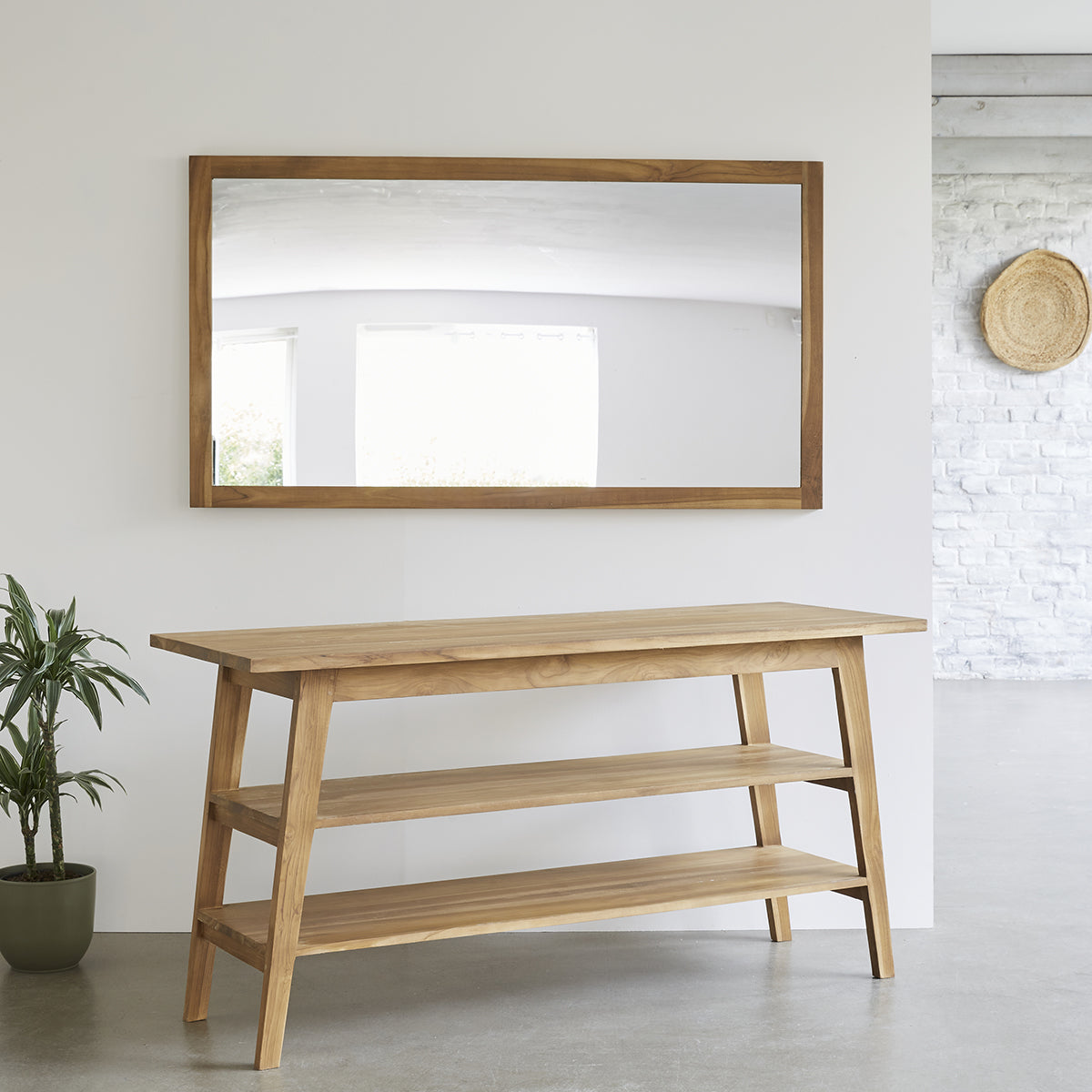 SARA - Meuble de salle de bain en teck massif 2 planches 150 cm