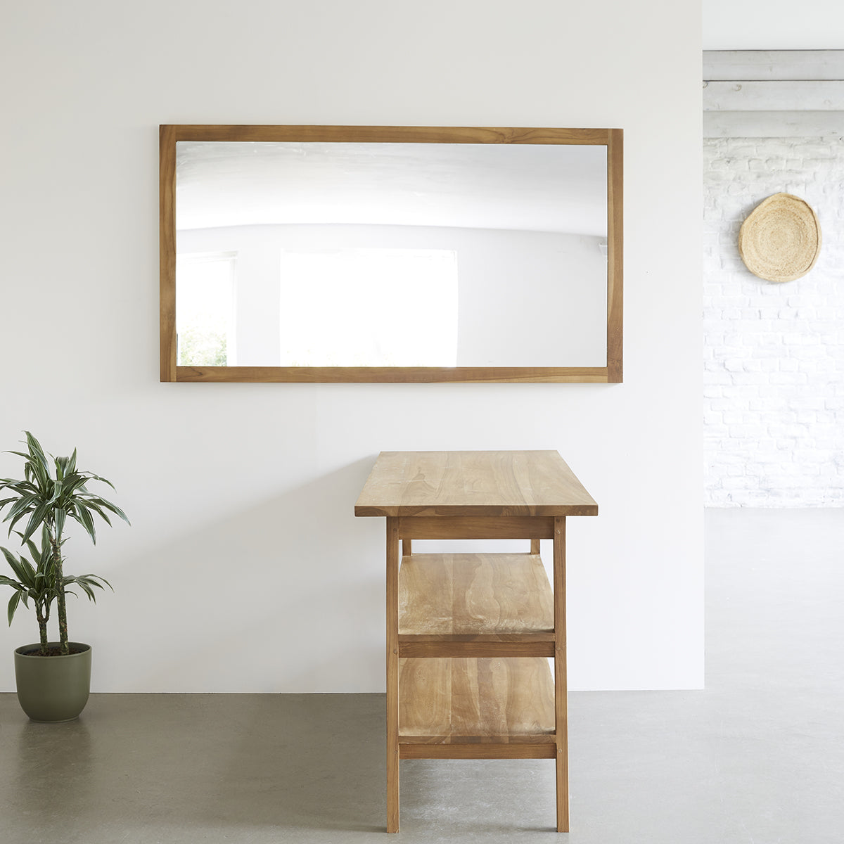 SARA - Meuble de salle de bain en teck massif 2 planches 150 cm