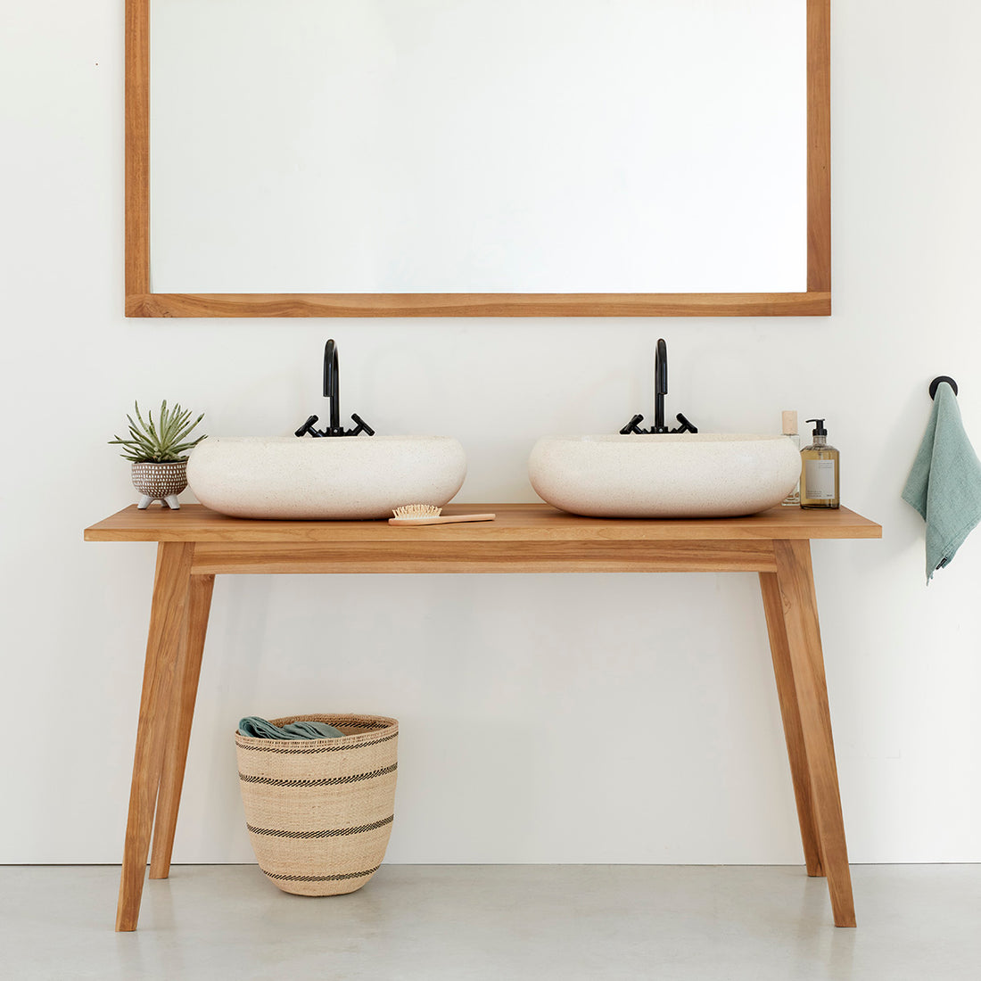 SARA - Meuble de salle de bain en teck massif 150 cm