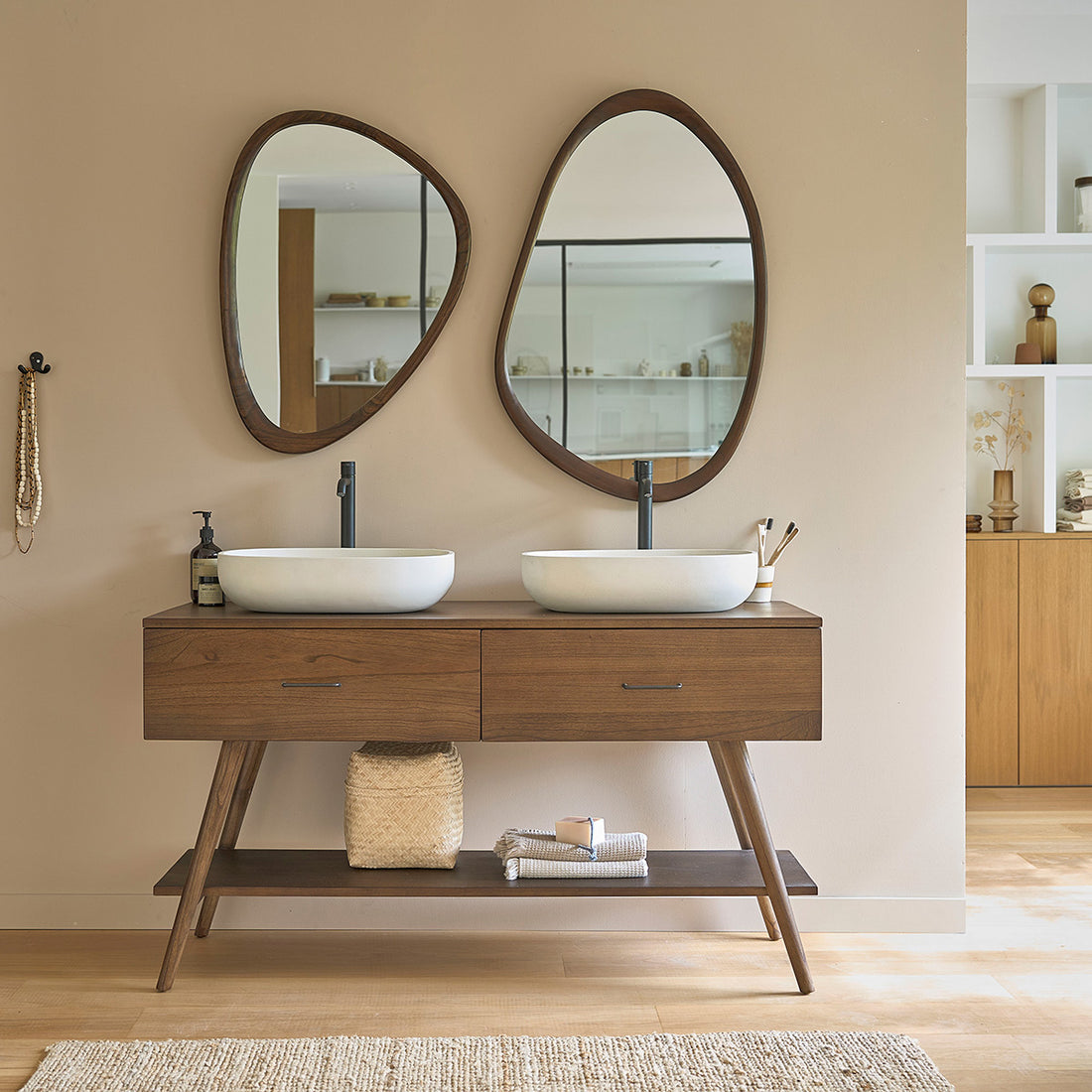 CALIXTE - Meuble de salle de bain en mindi massif 135 cm