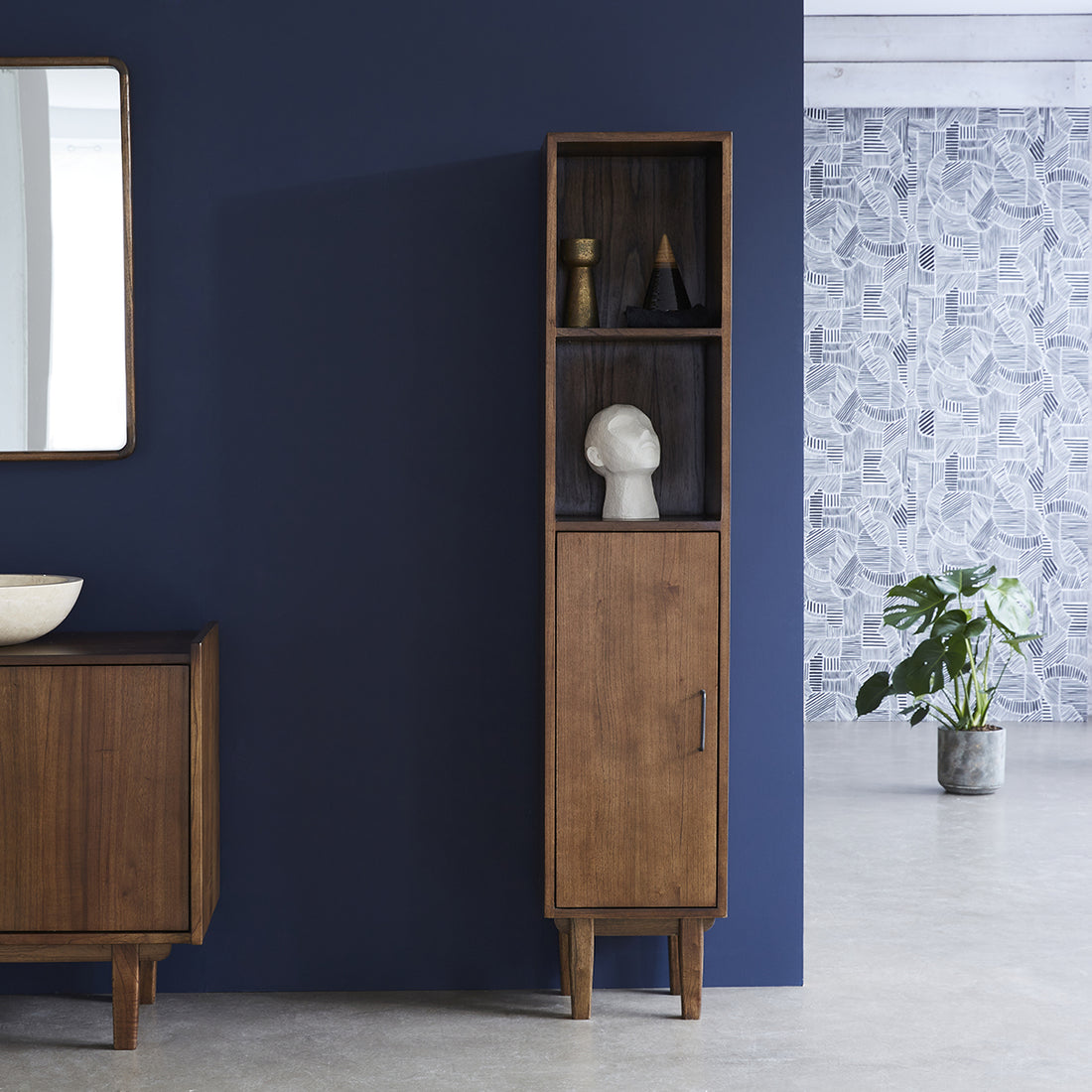 VINTAGE - Colonne de salle de bain en mindi massif 170 cm