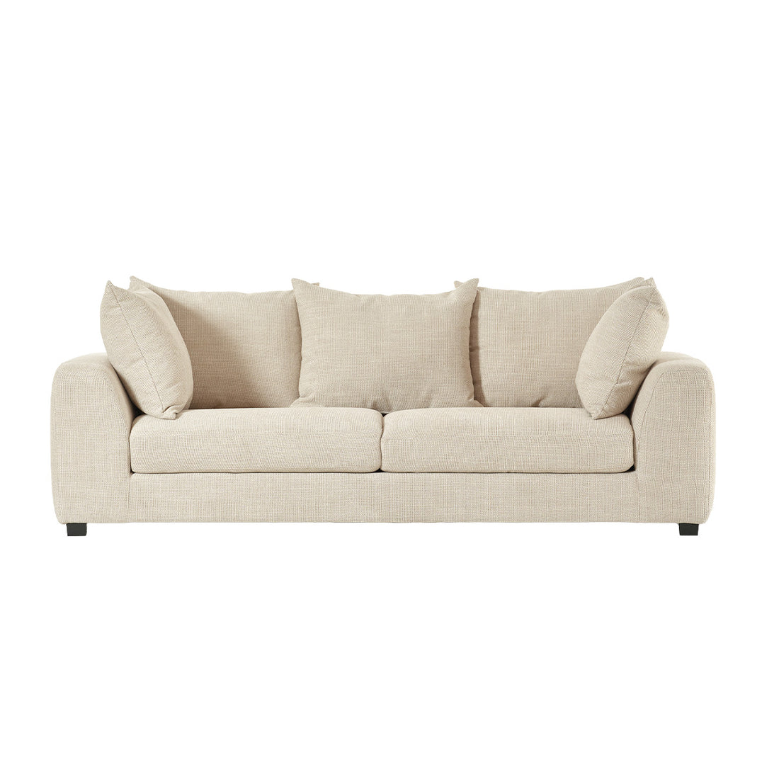 EDMOND - Canapé droit 4 places en tissu texturé beige chiné