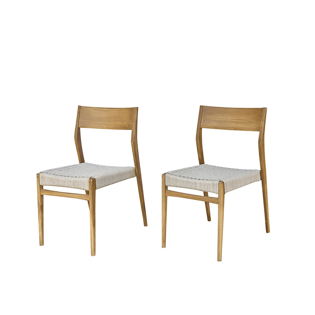 LIVIE - Chaise de jardin en teck massif et cordage beige (lot de 2)